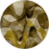 8' Coffee And Gold Abstract Shag Washable Round Rug With UV Protection - HomeRoots - Flyclothing LLC