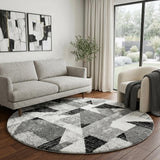 8' Coffee And Gold Abstract Shag Washable Round Rug With UV Protection - HomeRoots - Flyclothing LLC