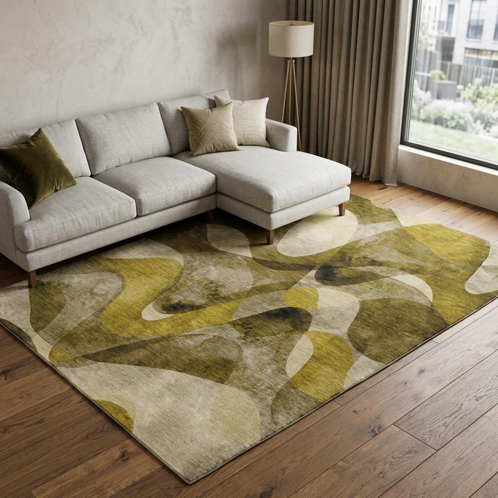 8' X 10' Coffee And Gold Abstract Shag Washable Area Rug With UV Protection - HomeRoots - Flyclothing LLC