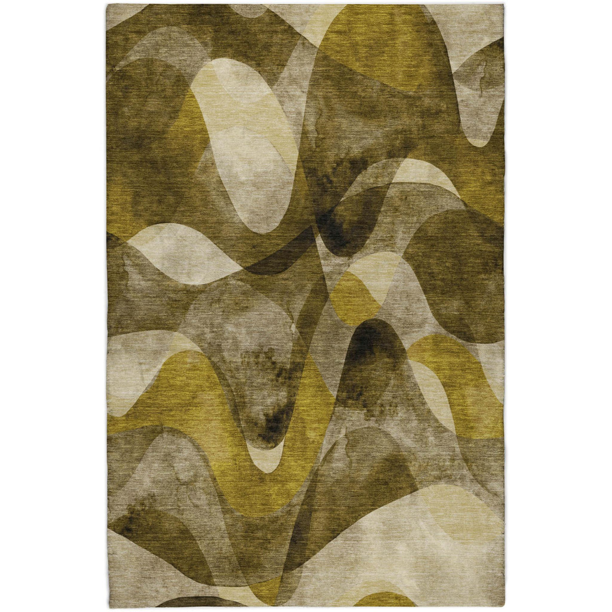 8' X 10' Coffee And Gold Abstract Shag Washable Area Rug With UV Protection - HomeRoots - Flyclothing LLC