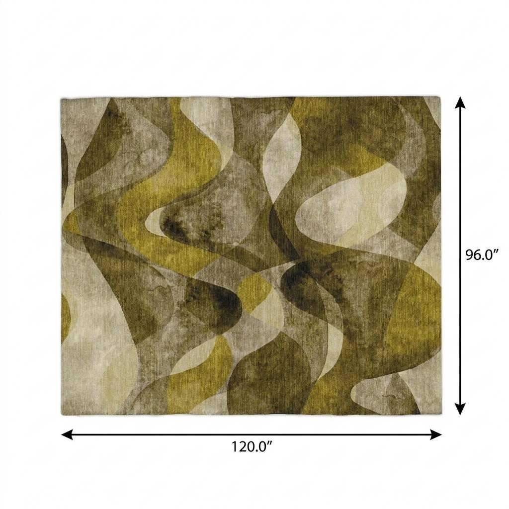 8' X 10' Coffee And Gold Abstract Shag Washable Area Rug With UV Protection - HomeRoots - Flyclothing LLC
