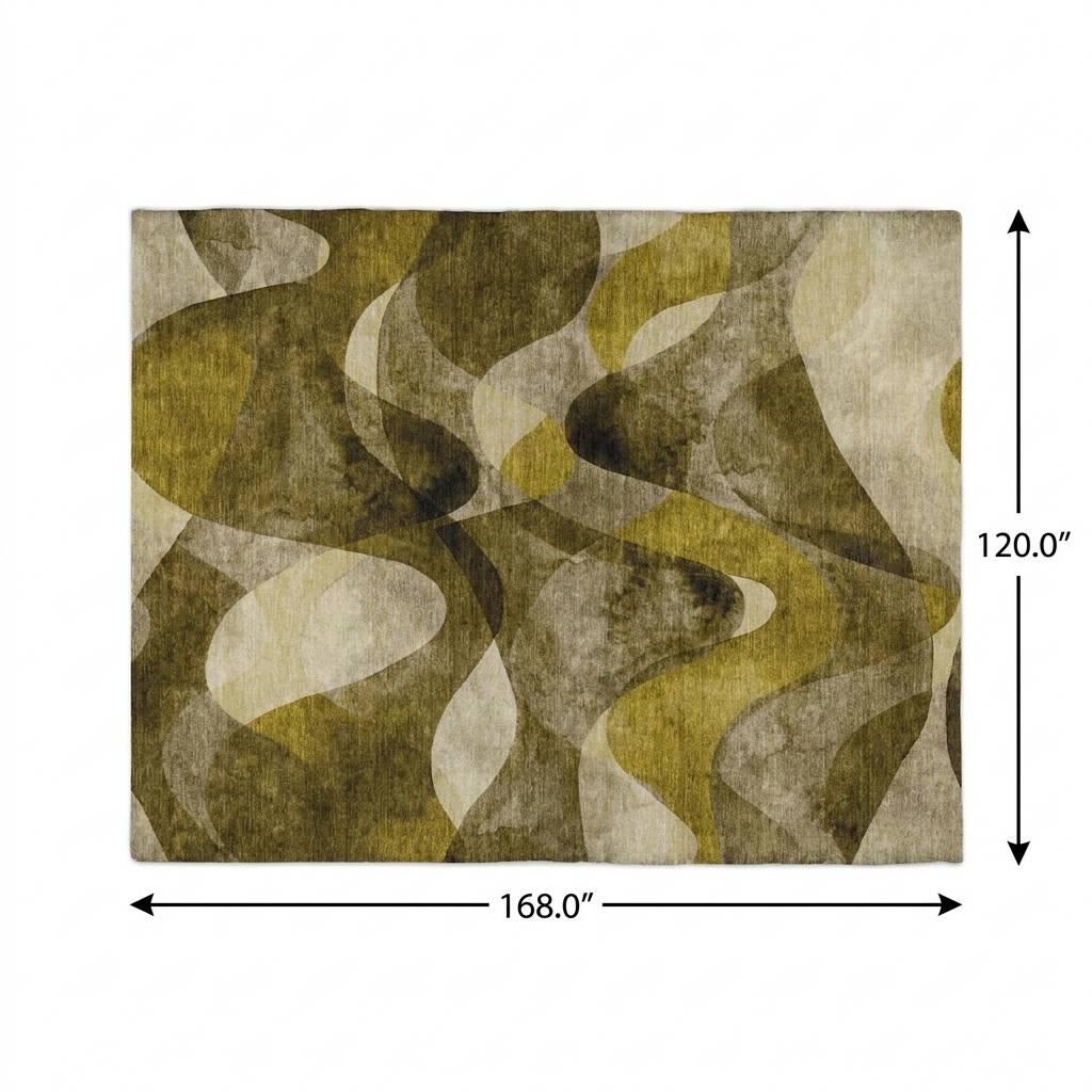 10' X 14' Coffee And Gold Abstract Shag Washable Area Rug With UV Protection - HomeRoots - Flyclothing LLC