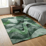 3' X 5' Fern Green And Ivory Abstract Shag Washable Area Rug With UV Protection - HomeRoots - Flyclothing LLC