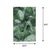 3' X 5' Fern Green And Ivory Abstract Shag Washable Area Rug With UV Protection - HomeRoots - Flyclothing LLC
