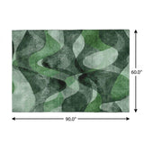 5' X 8' Fern Green And Ivory Abstract Shag Washable Area Rug With UV Protection - HomeRoots - Flyclothing LLC