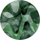 8' Fern Green And Ivory Abstract Shag Washable Round Rug With UV Protection - HomeRoots - Flyclothing LLC