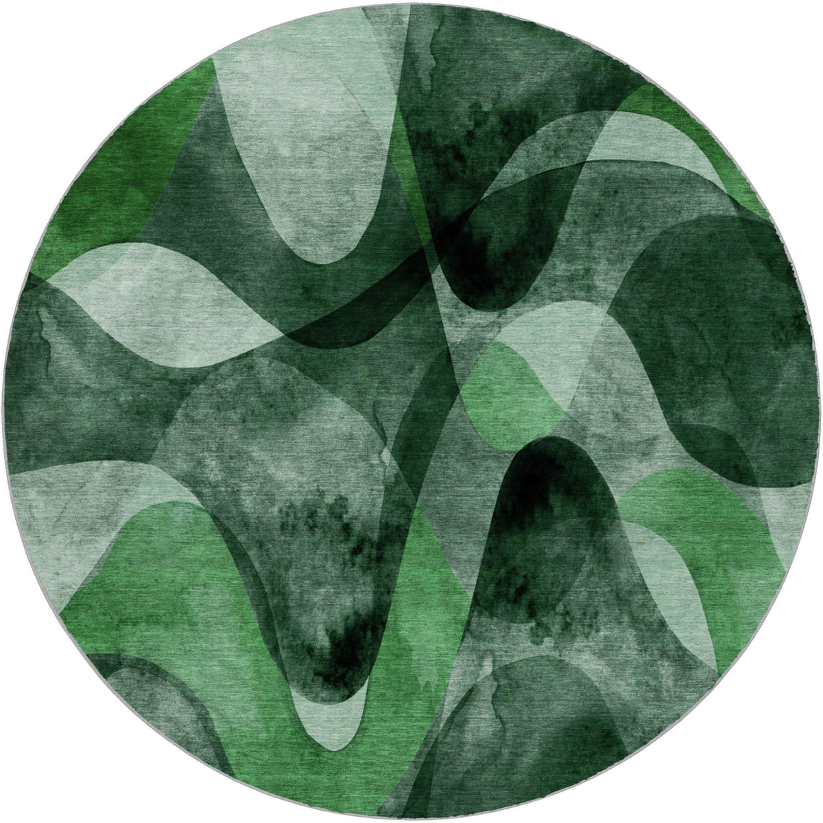 8' Fern Green And Ivory Abstract Shag Washable Round Rug With UV Protection - HomeRoots - Flyclothing LLC