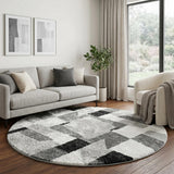 8' Fern Green And Ivory Abstract Shag Washable Round Rug With UV Protection - HomeRoots - Flyclothing LLC