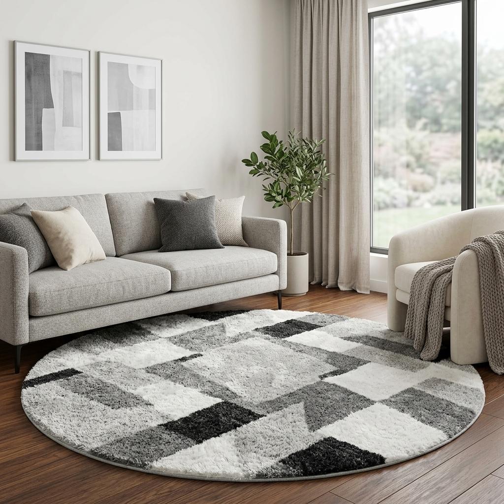 8' Fern Green And Ivory Abstract Shag Washable Round Rug With UV Protection - HomeRoots - Flyclothing LLC