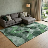 8' X 10' Fern Green And Ivory Abstract Shag Washable Area Rug With UV Protection - HomeRoots - Flyclothing LLC