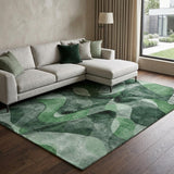 9' X 12' Fern Green And Ivory Abstract Shag Washable Area Rug With UV Protection - HomeRoots - Flyclothing LLC