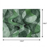 9' X 12' Fern Green And Ivory Abstract Shag Washable Area Rug With UV Protection - HomeRoots - Flyclothing LLC