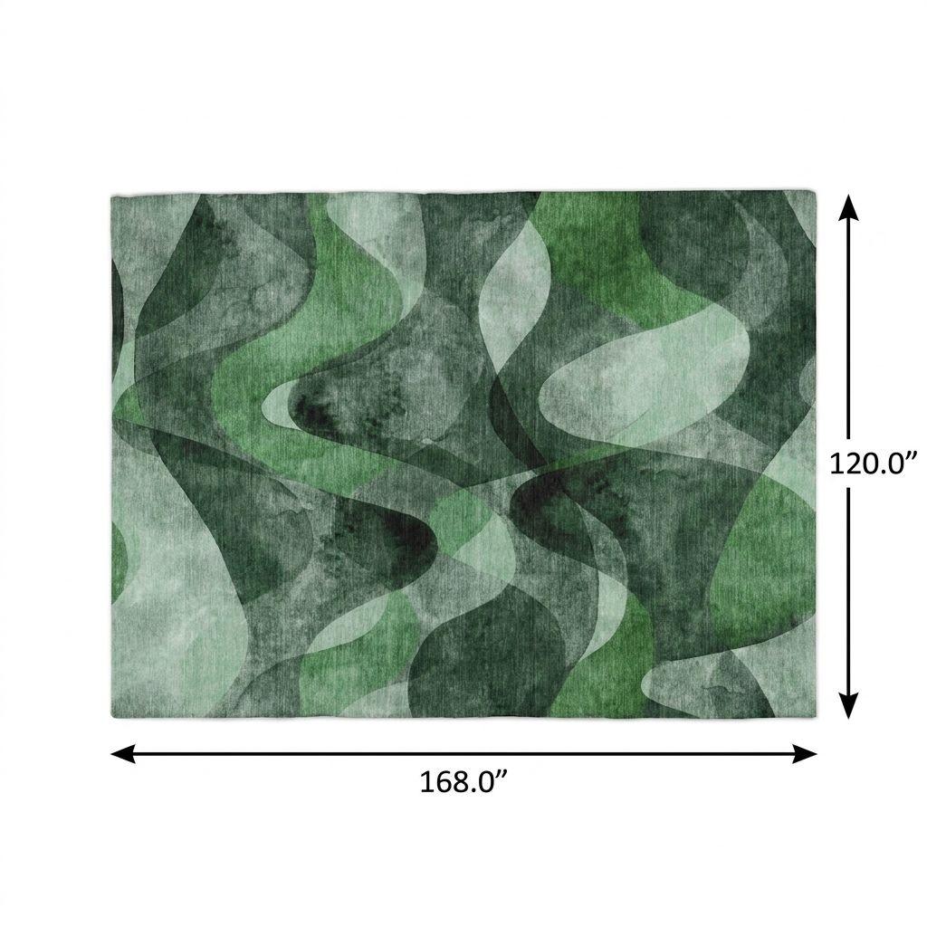 10' X 14' Fern Green And Ivory Abstract Shag Washable Area Rug With UV Protection - HomeRoots - Flyclothing LLC