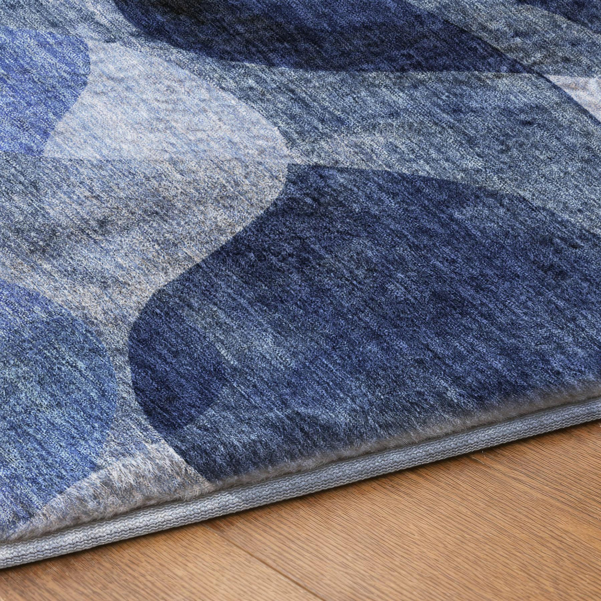 8' Navy Blue And Ivory Abstract Shag Washable Round Rug With UV Protection - HomeRoots - Flyclothing LLC