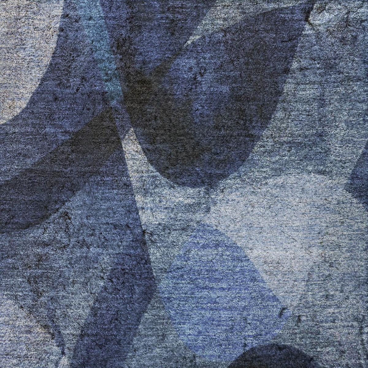 8' Navy Blue And Ivory Abstract Shag Washable Round Rug With UV Protection - HomeRoots - Flyclothing LLC