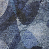 8' Navy Blue And Ivory Abstract Shag Washable Round Rug With UV Protection - HomeRoots - Flyclothing LLC