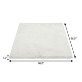 8' Navy Blue And Ivory Abstract Shag Washable Round Rug With UV Protection - HomeRoots - Flyclothing LLC