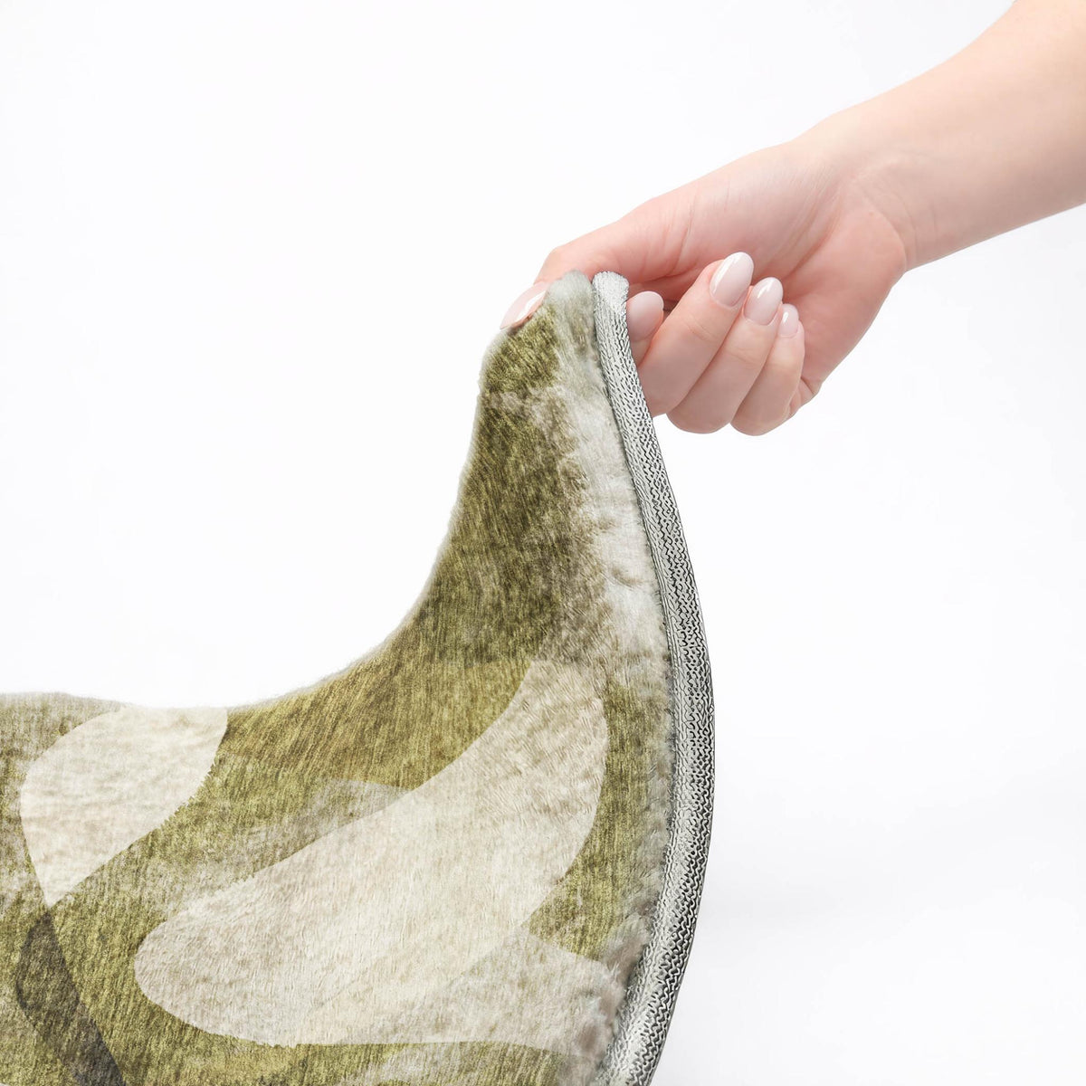 3' X 5' Olive Green And Fern Green Abstract Shag Washable Area Rug With UV Protection - HomeRoots - Flyclothing LLC