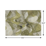 3' X 5' Olive Green And Fern Green Abstract Shag Washable Area Rug With UV Protection - HomeRoots - Flyclothing LLC