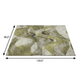 8' X 10' Olive Green And Fern Green Abstract Shag Washable Area Rug With UV Protection - HomeRoots - Flyclothing LLC
