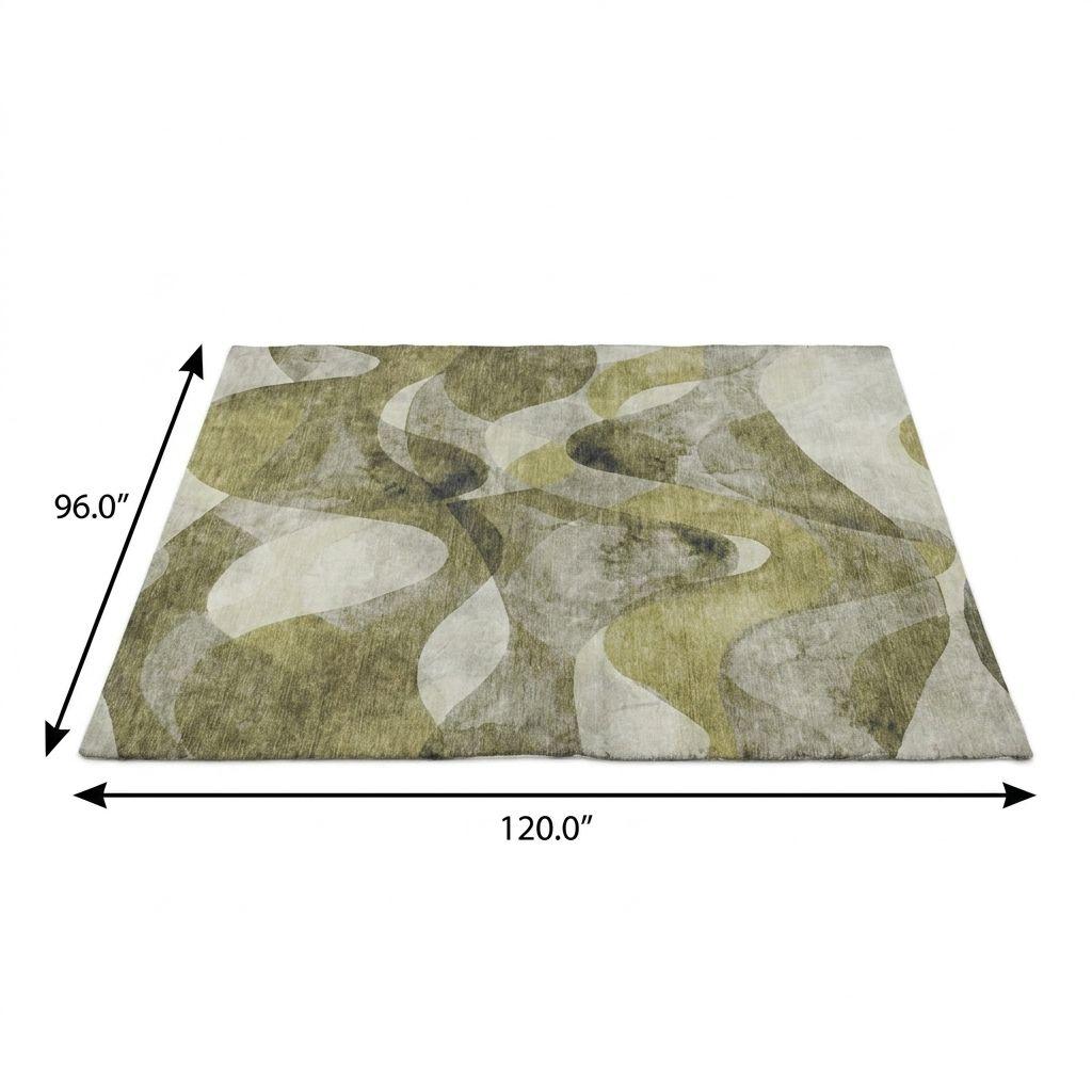 8' X 10' Olive Green And Fern Green Abstract Shag Washable Area Rug With UV Protection - HomeRoots - Flyclothing LLC