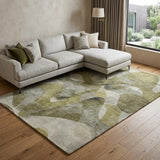 9' X 12' Olive Green And Fern Green Abstract Shag Washable Area Rug With UV Protection - HomeRoots - Flyclothing LLC