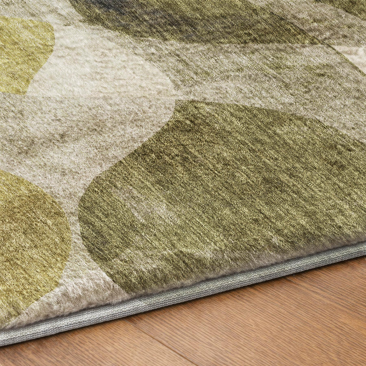 9' X 12' Olive Green And Fern Green Abstract Shag Washable Area Rug With UV Protection - HomeRoots - Flyclothing LLC