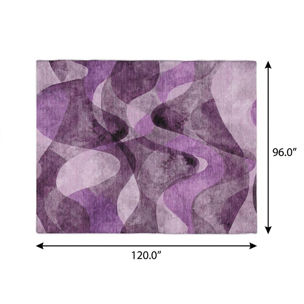 8' X 10' Purple And Ivory Abstract Shag Washable Area Rug With UV Protection - HomeRoots - Flyclothing LLC
