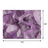 9' X 12' Purple And Ivory Abstract Shag Washable Area Rug With UV Protection - HomeRoots - Flyclothing LLC