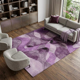 10' X 14' Purple And Ivory Abstract Shag Washable Area Rug With UV Protection - HomeRoots - Flyclothing LLC