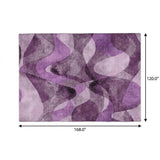 10' X 14' Purple And Ivory Abstract Shag Washable Area Rug With UV Protection - HomeRoots - Flyclothing LLC