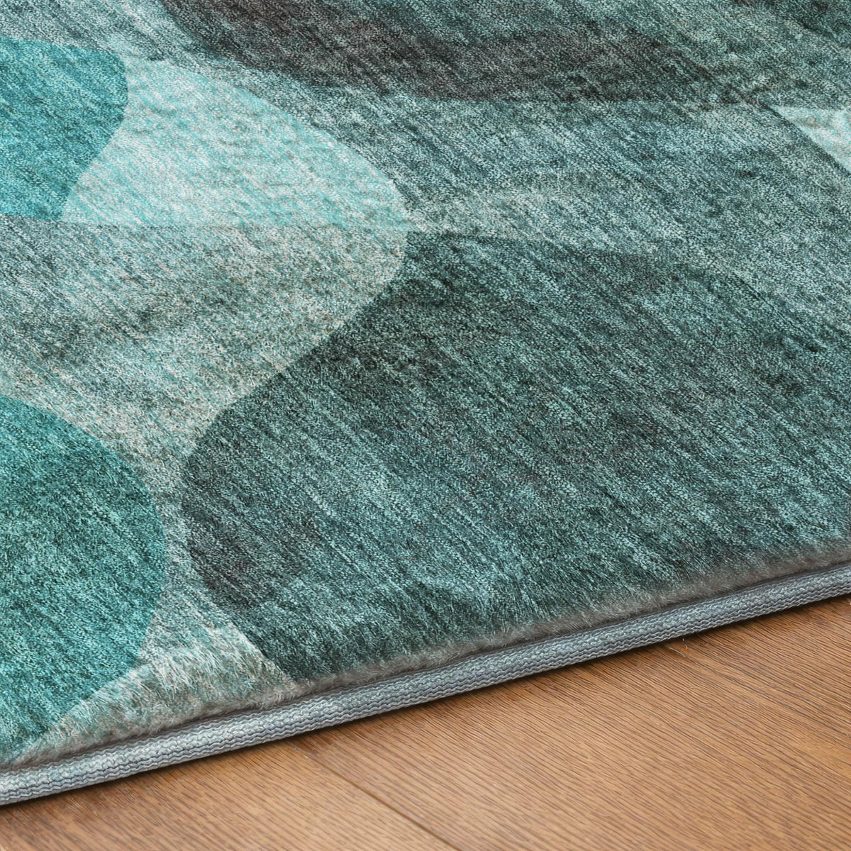 8' Teal And Ivory Abstract Shag Washable Round Rug With UV Protection - HomeRoots - Flyclothing LLC