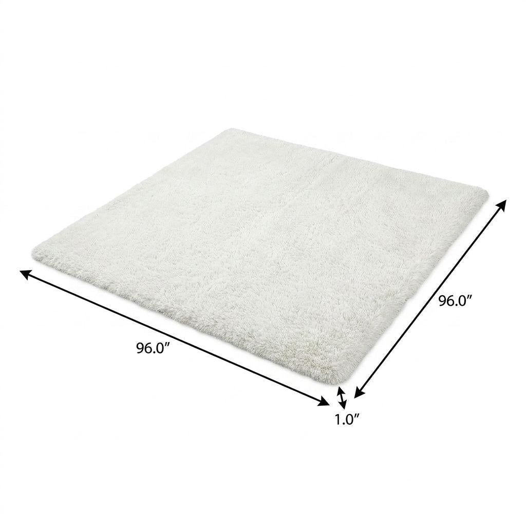 8' Teal And Ivory Abstract Shag Washable Round Rug With UV Protection - HomeRoots - Flyclothing LLC