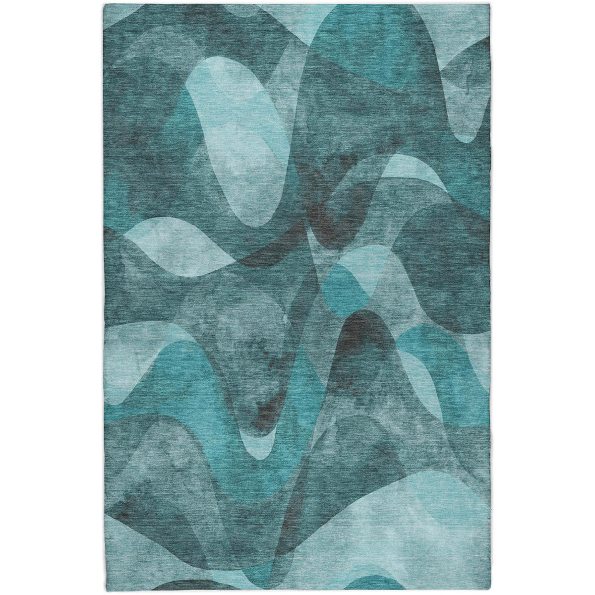 8' X 10' Teal And Ivory Abstract Shag Washable Area Rug With UV Protection - HomeRoots - Flyclothing LLC