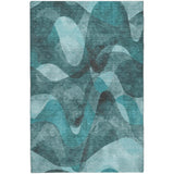 8' X 10' Teal And Ivory Abstract Shag Washable Area Rug With UV Protection - HomeRoots - Flyclothing LLC