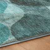 8' X 10' Teal And Ivory Abstract Shag Washable Area Rug With UV Protection - HomeRoots - Flyclothing LLC