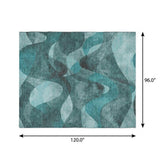 8' X 10' Teal And Ivory Abstract Shag Washable Area Rug With UV Protection - HomeRoots - Flyclothing LLC