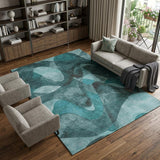 9' X 12' Teal And Ivory Abstract Shag Washable Area Rug With UV Protection - HomeRoots - Flyclothing LLC