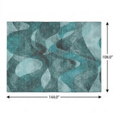 9' X 12' Teal And Ivory Abstract Shag Washable Area Rug With UV Protection - HomeRoots - Flyclothing LLC