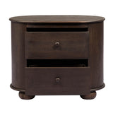 26" Brown Solid Wood Oval Distressed Two Drawer Nightstand - HomeRoots - Flyclothing LLC