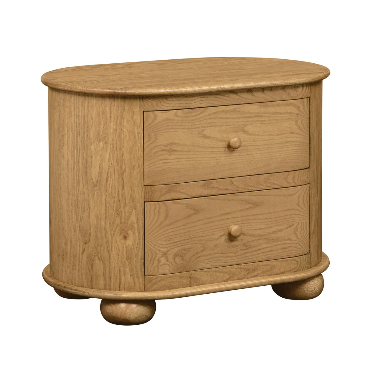 26" Natural Solid Wood Oval Distressed Two Drawer Nightstand - HomeRoots - Flyclothing LLC