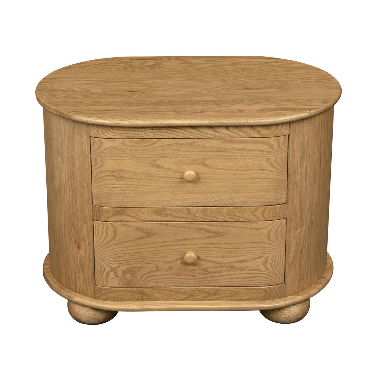 26" Natural Solid Wood Oval Distressed Two Drawer Nightstand - HomeRoots - Flyclothing LLC
