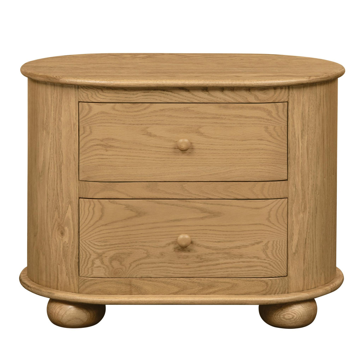 26" Natural Solid Wood Oval Distressed Two Drawer Nightstand - HomeRoots - Flyclothing LLC
