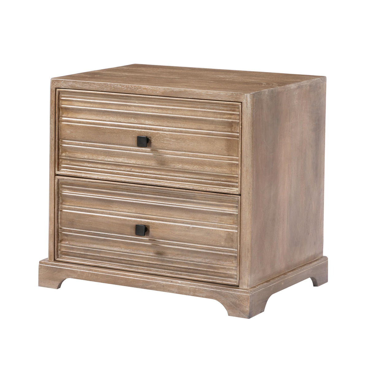 24" Light Brown Solid Wood Distressed Two Drawer Nightstand - HomeRoots - Flyclothing LLC