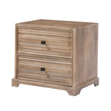 24" Light Brown Solid Wood Distressed Two Drawer Nightstand - HomeRoots - Flyclothing LLC