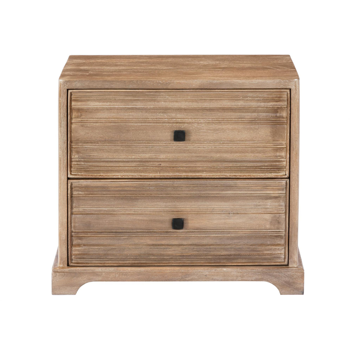 24" Light Brown Solid Wood Distressed Two Drawer Nightstand - HomeRoots - Flyclothing LLC