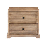 24" Light Brown Solid Wood Distressed Two Drawer Nightstand - HomeRoots - Flyclothing LLC