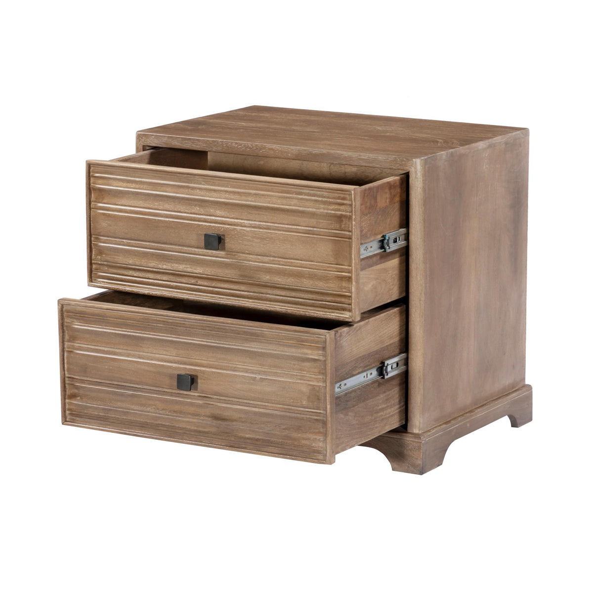 24" Light Brown Solid Wood Distressed Two Drawer Nightstand - HomeRoots - Flyclothing LLC