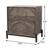 24" Ash Gray Solid Wood Distressed Carved Abstract One Drawer Nightstand - HomeRoots - Flyclothing LLC