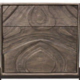 24" Ash Gray Solid Wood Distressed Carved Abstract One Drawer Nightstand - HomeRoots - Flyclothing LLC